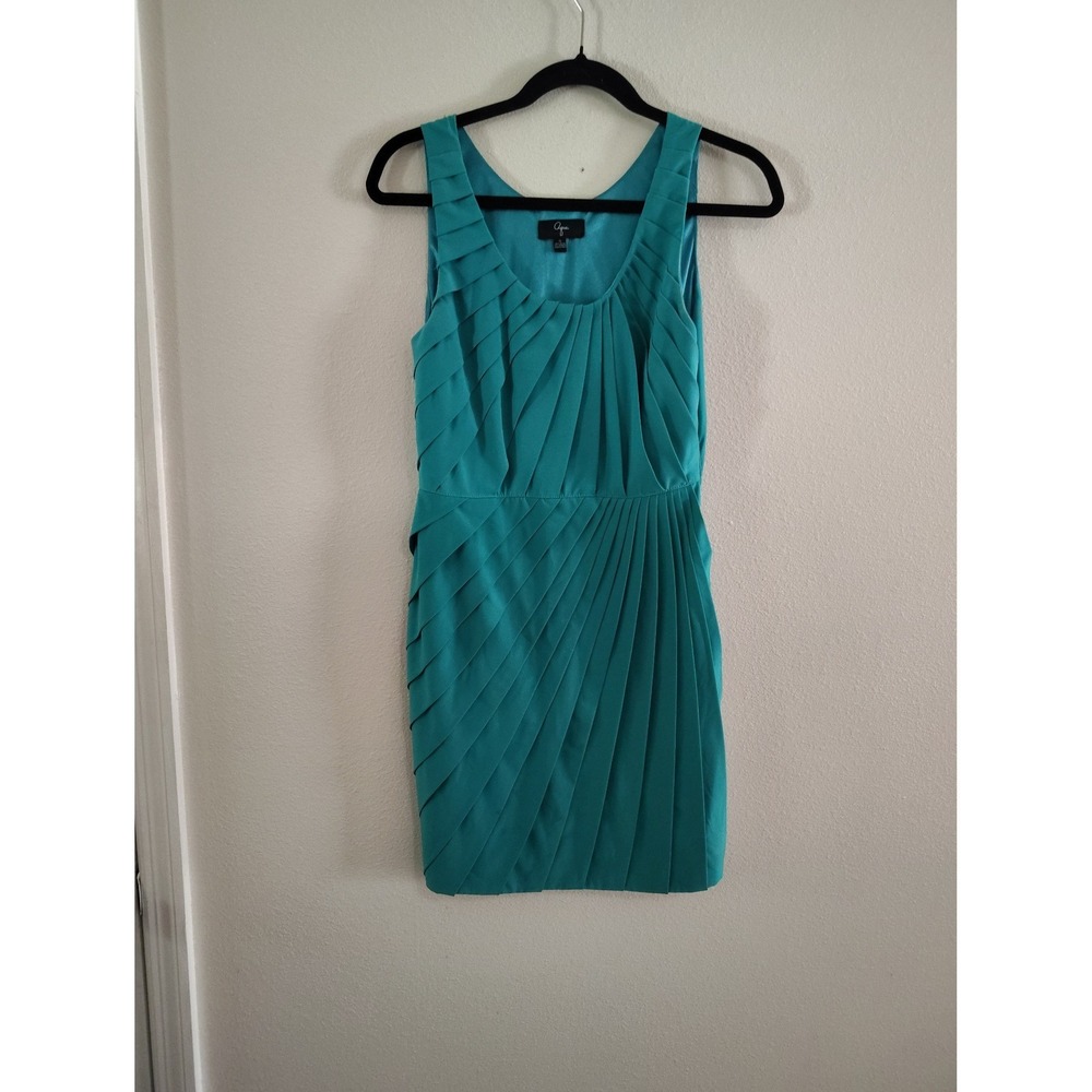 Aqua Teal Blue Pleated Tiered Sleeveless Mini Cocktail Dress Womens‎ Small